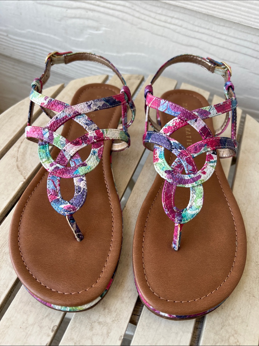Kelly & Katie Multicolor Braided Thong Sandals (Size 7)